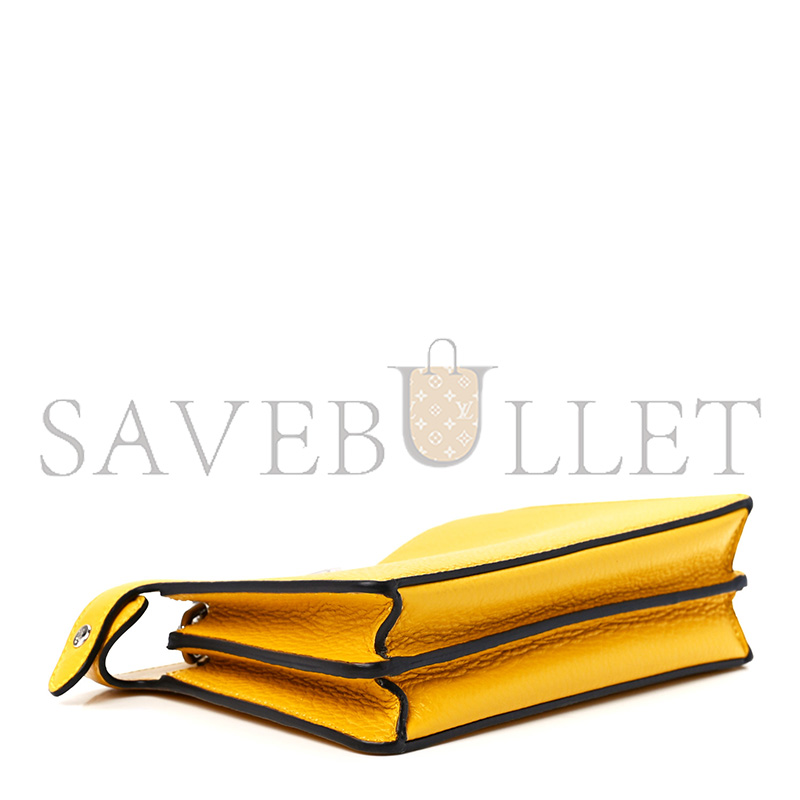 F**di cuoio romano vitello cover bi-color peekaboo i see u x cross satchel sunflower stone mimosa (23*14.5*6cm)